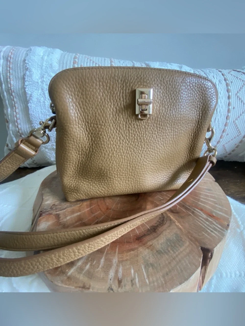 Rebecca Minkoff Darren Zip Top Two Way Women's Tan Pebble Leather Bag
